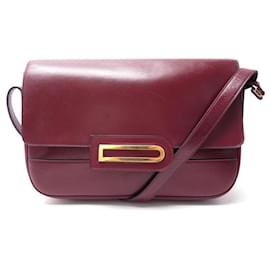 Delvaux-DELVAUX BANDOULIERE HANDBAG IN BURGUNDY LEATHER 28 CM LEATHER HAND BAG-Dark red