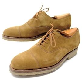 JM Weston-JM WESTON SHOES 300 7.5D 41.5 RICHELIEU BOUT RIGHT SUEDE CAMEL + BOXES-Caramel