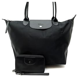 Longchamp-NEU LONGCHAMP LE PLIAGE NEO L HANDTASCHE AUS SCHWARZEM CANVAS + TASCHE-Schwarz