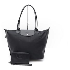 Longchamp-NEU LONGCHAMP LE PLIAGE NEO L HANDTASCHE AUS SCHWARZEM CANVAS + TASCHE-Schwarz