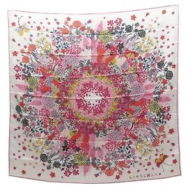 LONGCHAMP FLOWERS SQUARE LENÇO DE SEDA 90 LENÇO DE SEDA DE FLORES BRANCAS BRANCO Branco