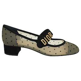 Dior-Polka Dot Mesh Baby-D Pumps-Black