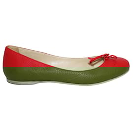 Fendi-Classic Red Leather Ballerinas-Red