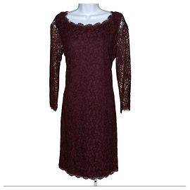 Diane Von Furstenberg Vestido de renda DvF Zarita em bordô Roxo