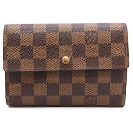 Louis Vuitton-Louis Vuitton Damier Ebene Organizer Wide Trifold Wallet-Brown