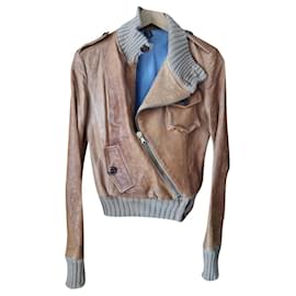 Autre Marque-A-Priorité Leather jacket-Taupe