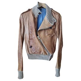 Autre Marque A-Priorité Lederjacke Taupe