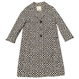 Max Mara S MAX MARA Overcoat Black Print Cream Cotton Black Cream