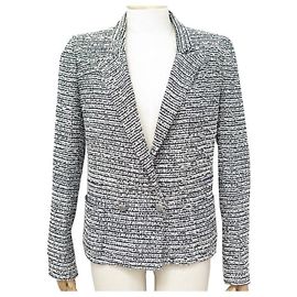 CHANEL P JACKET25521 M 38 IN SILVER TWEED BUTTONS CC LOGO JACKET VEST Silvery