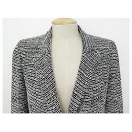 Chanel-CHANEL P JACKET25521 M 38 IN SILVER TWEED BUTTONS CC LOGO JACKET VEST-Silvery