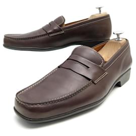JM Weston-JM WESTON LOAFERS 625 7D 41 BROWN LEATHER LOAFERS LEATHER SHOES-Brown