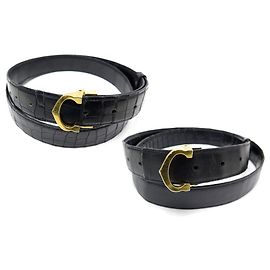 MUST DE CARTIER WENDEGÜRTEL T100 SCHWARZER KROKODILLEDERGÜRTEL Schwarz