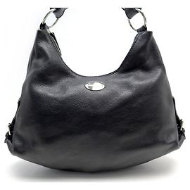 MAC DOUGLAS HANDBAG IN BLACK SEED LEATHER SHOULDER LEATHER HANDBAG Black