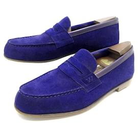 JM Weston-JM WESTON LE MOC YVES KLEIN SHOES 281 8D 42 ED LIM BLUE SUEDE LOAFERS-Blue