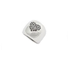 ANELLO PAVE CUORE POIRAY 53 ORO BIANCO 18ANELLO IN ORO E DIAMANTI CON K E DIAMANTI NERI Argento