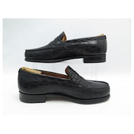 JM Weston-NEW JM WESTON LOAFERS 180 Crocodile leather 7E 41 LARGE SHOES-Black