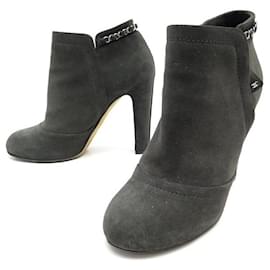 Chanel-NEW CHANEL BOOTS G29928 40 GRAY SUEDE NEW BOOTS SHOES-Grey
