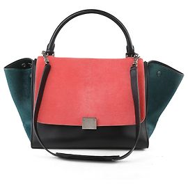 Céline Bolsa trapézio médio para couro e cabelo de pônei Celine Tri-Color Multicor