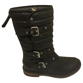 Botas de motociclista Ugg com zíper e fivelas Preto