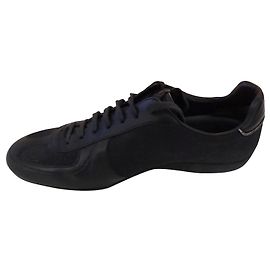 Tênis Gucci GG Basket Pretos de Couro e Tecido Preto