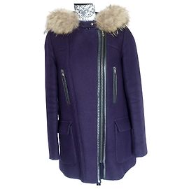 Casaco Duffle Gabie Zapa Roxo de Lã e Pele de Cordeiro Roxo