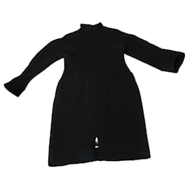 Fendi-Manteau Fendi en laine à bords bruts-Bleu Marine