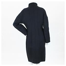 Fendi-Fendi Wool Raw Edges Panel Coat-Navy blue