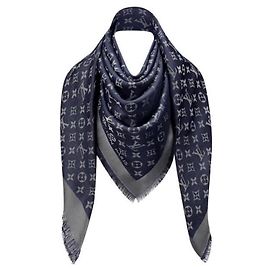 Louis Vuitton Lenços de seda Azul Azul escuro