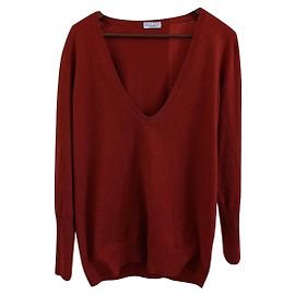 Brunello Cucinelli Kaschmir Pullover tiefer V-Ausschnitt Orange Orange