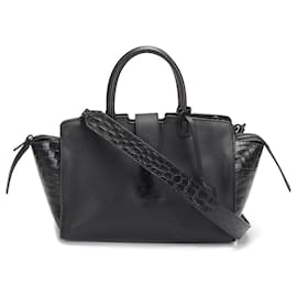 Yves Saint Laurent YSL Baby Downtown Leather Shoulder Bag in black calf leather leather Black