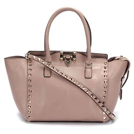 Valentino Rockstud Leder Tote Bag aus rosa Lammleder Pink