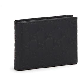 Gucci-Gucci Guccissima Signature Bi-Fold Small Wallet in black calf leather leather-Black