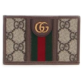 Gucci-Gucci GG Supreme Ophidia Card Case in brown coated/waterproof canvas-Brown