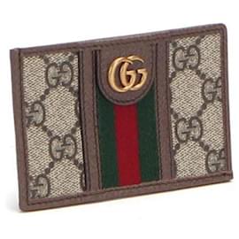 Gucci-Gucci GG Supreme Ophidia Card Case in brown coated/waterproof canvas-Brown
