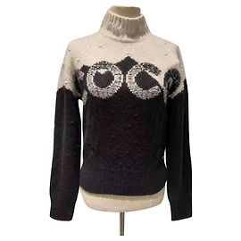 Chanel Cashmere and Wool Pullover Black Beige Grey Size 42 Black Beige Grey