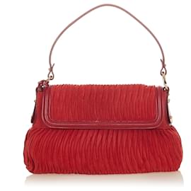 Fendi-Fendi Red Chef Suede Shoulder Bag-Red