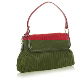 Fendi-Fendi Red Chef Suede Shoulder Bag-Red