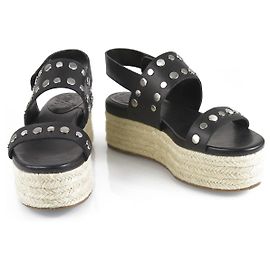 Vince Camuto Noir Clouté Espadrille Plateforme Sandale Plateforme SZ 37 Noir