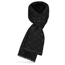 Louis Vuitton Men's Black & Gray 100% Wool LV Split Scarf
