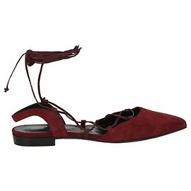 Saint Laurent Spitzschuh aus Wildleder Rot