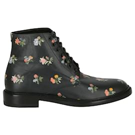 Saint Laurent-Lolita Floral Print Ankle Boots-Black