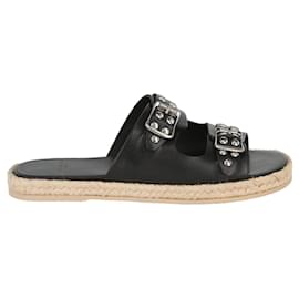 Saint Laurent-Studded Espadrille Slide Sandals-Black