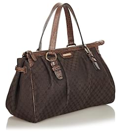 Céline-Celine Brown Macadam Canvas Handbag-Brown,Dark brown