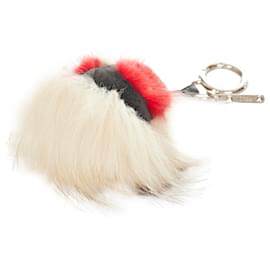 Fendi-Fendi White Monster Fur Pom-Pom Bag Charm-White,Multiple colors,Cream