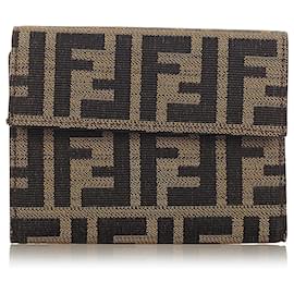 Fendi-Fendi Brown Zucca Canvas Wallet-Brown