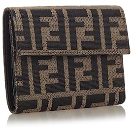Fendi-Fendi Brown Zucca Canvas Wallet-Brown