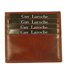 Guy Laroche-Guy Laroche Unisex Brown Leather Business Credit Card Holder New with Box-Brown