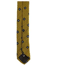 Les Copains-Les Copains 100% Gravata de gravata masculina de seda ouro azul clássico-Dourado