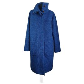 Ganni Washington St. Coat Blue Wool Blend Blue