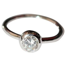 Autre Marque Diamond solitaire ring in white gold 18k 0.52 ct size 52 Silvery